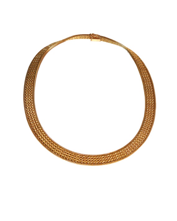 Yellow Gold Choker Necklace Polish Mesh - image 1