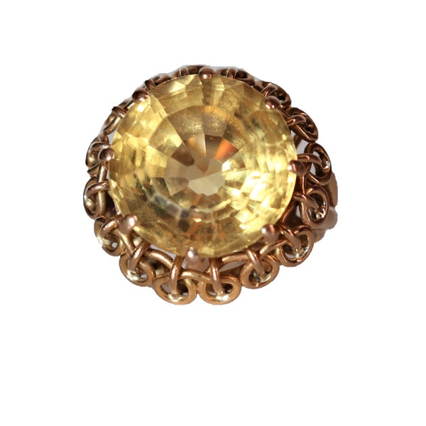 Bague Cocktail Citrine Or Jaune