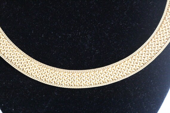 Yellow Gold Choker Necklace Polish Mesh - image 8