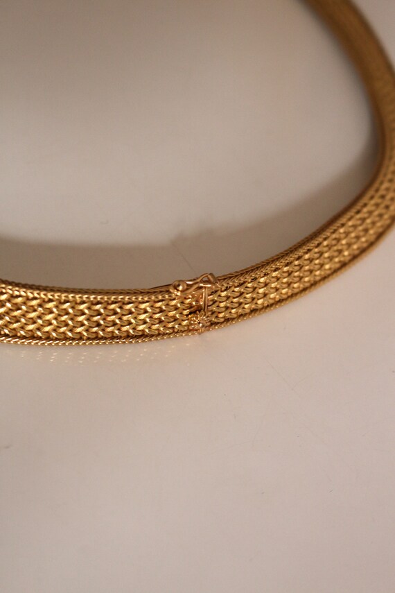 Yellow Gold Choker Necklace Polish Mesh - image 9