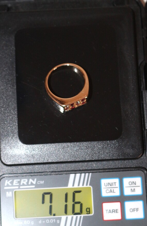 Bague Chevalière Or 14k Rubis Et Diamants - Fer à Cheval - Taille 53 - Occasion