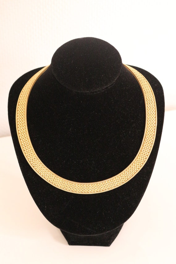 Yellow Gold Choker Necklace Polish Mesh - image 5