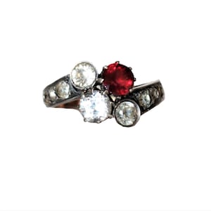 Old Yellow Gold And Silver Ring 19th "You and Me"