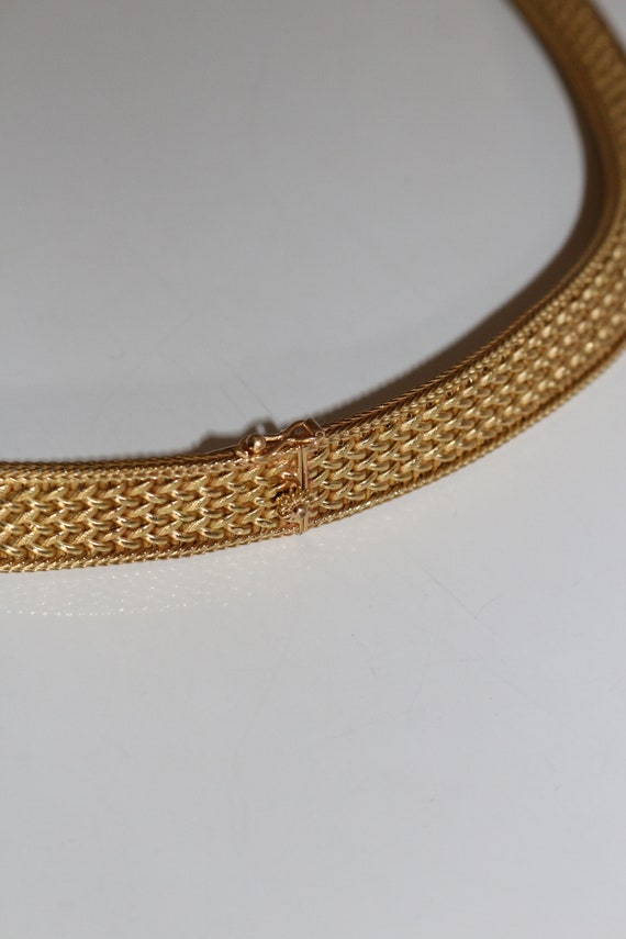 Yellow Gold Choker Necklace Polish Mesh - image 4