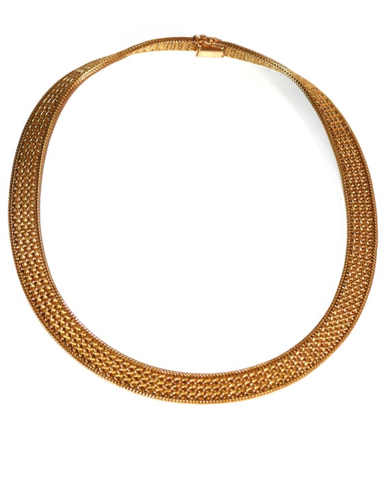 Yellow Gold Choker Necklace Polish Mesh - image 7