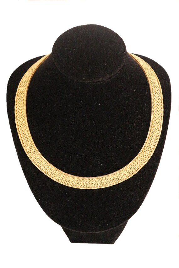 Yellow Gold Choker Necklace Polish Mesh - image 2