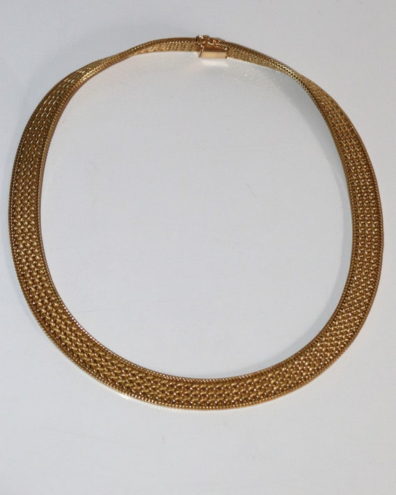 Yellow Gold Choker Necklace Polish Mesh - image 6