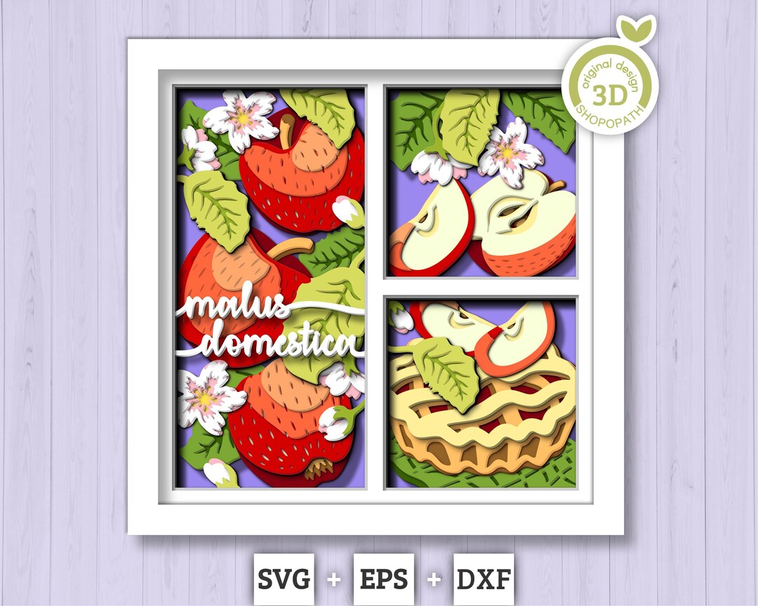 3D SVG Apples Shadow Box SVG, 3d SVG Apples Shadow Box, Summer Shadow ...