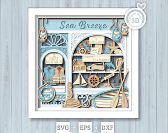 Coastal Store - 3D Shadow Box Layered SVG DXF EPS (Cutting Files)