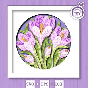 Crocus Flowers Bouquet - 3D Shadow Box Layered SVG DXF EPS (Cutting Files)
