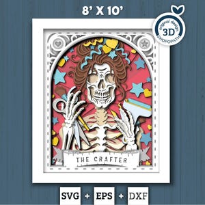 3D SVG Crafter Skeleton Tarot Card 8x10 Shadow Box, Halloween Shadow Box 3D Svg, Layered Crafting 3d SVG, Tarot 3D Svg, Cricut Silhouette