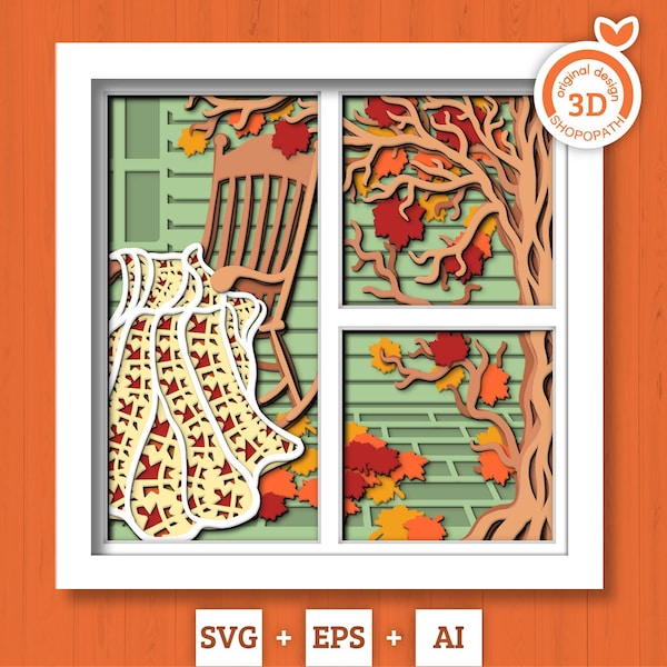 3D Layered Fall Quilt SVG EPS, Fall Shadow Box, Autumn 3D Svg, Leaves 3d Svg, Hello Fall Papercut svg, Cricut Silhouette