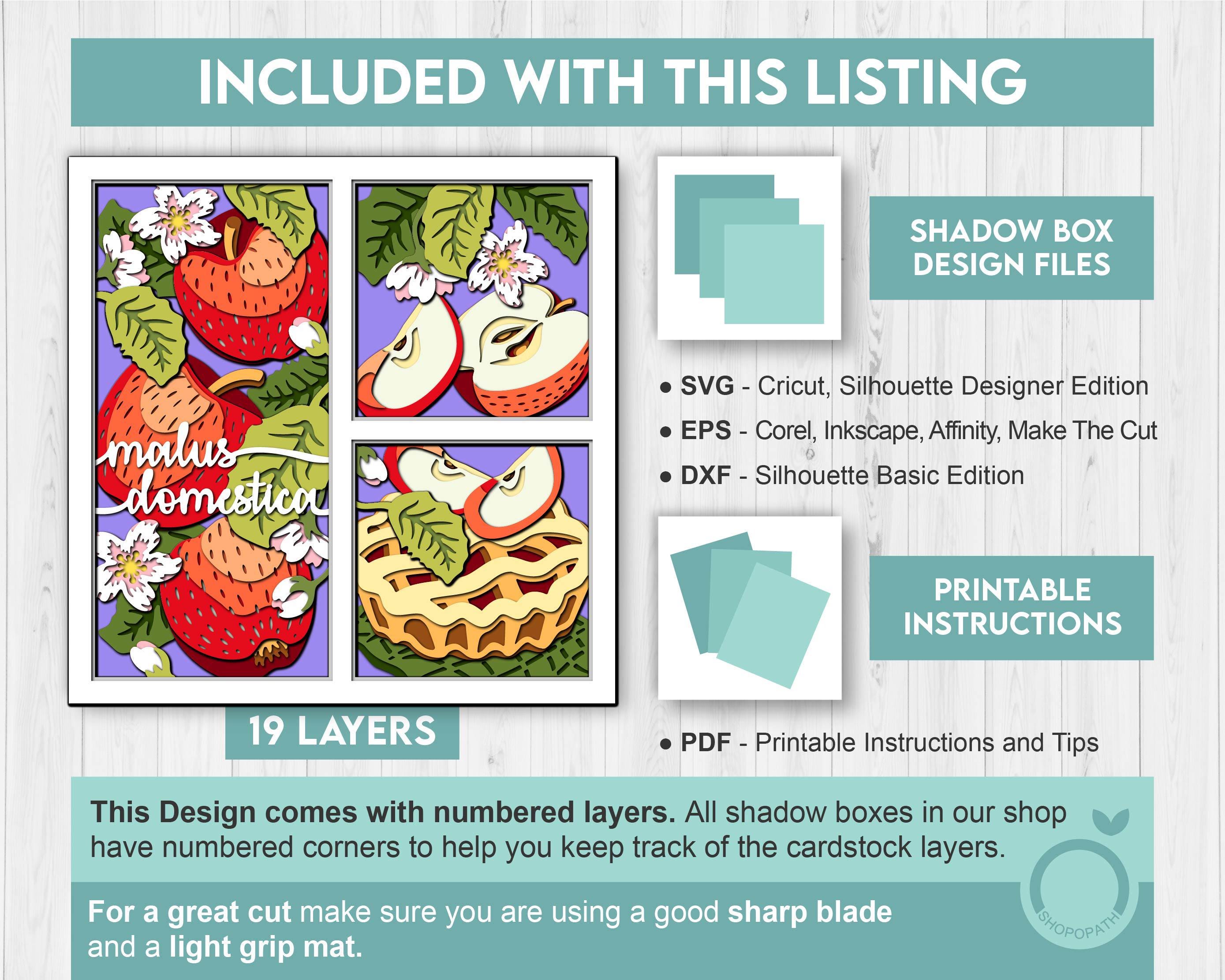 3D SVG Apples Shadow Box SVG, 3d SVG Apples Shadow Box, Summer Shadow ...