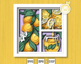 Lemons Tree with Lemonade Panels - 3D Shadow Box Layered SVG DXF EPS (Cutting Files)