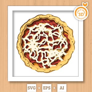 Scatola ombra pizza 3D SVG, crosta pizza 3D SVG, pizza a strati 3D SVG, cibo 3D SVG, impasto pizza 3D SVG, pizza a crosta sottile, Cricut Silhouette