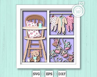 Body de bebé con paneles de osito de peluche - Archivos SVG, DXF, EPS y de corte en capas con caja de sombras 3D