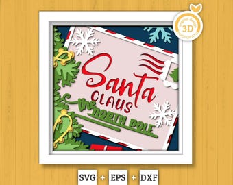 Christmas Santa Letter - 3D Shadow Box Layered SVG DXF EPS (Cutting Files)