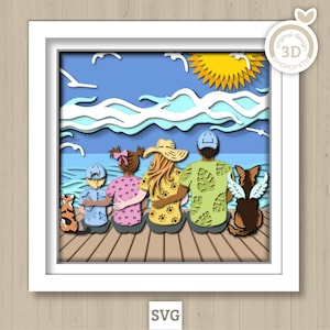Ritratto personalizzato in 3D SVG Shadow Box SVG Famiglia Festa della mamma Festa del papà Amicizia Commemorativo Ritratto di animale domestico Personalizzato a strati 3D svg, Cricut