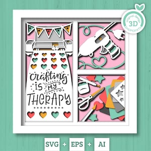 Créations 3D en couches SVG EPS, création Crafter Shadow Box, création 3D Svg artisanat est ma thérapie Svg papercut en couches, Silhouette Cricut