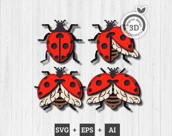 3D SVG Layered Ladybug SVG, 3D Love Bug SVG, Summer 3d svg, Bug 3d Svg, Laser Cut Ladybug, Cricut