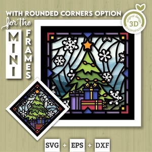 Kerstboom gebrandschilderd glas mini - 3D Shadow Box gelaagde SVG DXF EPS (bestanden snijden)