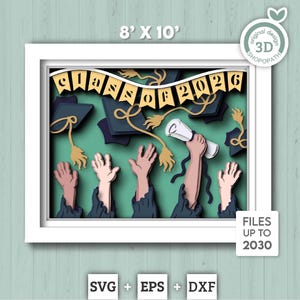 Graduation Students Class of 2026 - 3D Shadow Box Layered SVG DXF EPS (Cutting Files)