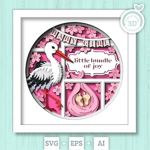 3D baby meisje Shadow Box SVG, rompertje 3D SVG, babyshower decor 3D SVG, schattige baby 3D-svg, pasgeboren 3D-svg, kwekerij 3D-svg, Cricut, silhouet