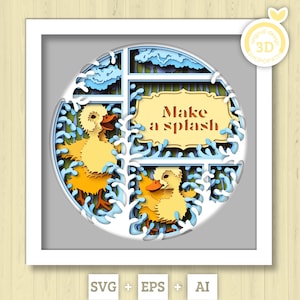 Anpassbare 3D Baby Enten Schattenbox SVG, 3D Geschichtete Entlein SVG, Layered Papierschnitt svg, 3D Oster svg, 3D Tiere svg Cricut Silhouette