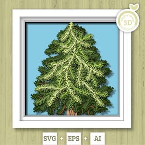 3D SVG arbre de Noël ombre boîte, Svg 3D hiver, arbre à feuilles persistantes ombre boîte, Noël 3D Svg, Noël ombre boîte 3D Svg Cricut Silhouette