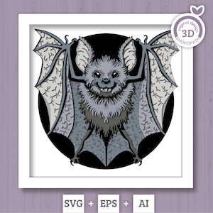 3D SVG Nietoperz Cień Box, 3D SVG Halloween, Halloween Shadow Box, 3D SVG Papercut Nietoperz, 3d svg Owocowy Nietoperz, Warstwowy Nietoperz 3d svg, Cricut Sylwetka