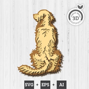 3D-Schicht-Golden Retriever SVG, 3D-Schicht-Hund SVG, Geschichteter Papierschnitt-Svg, Haustier-Memorial-Svg, Laser geschnittener Hund, Cricut