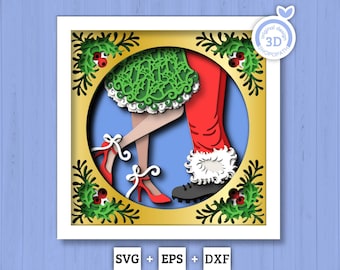 Christmas Santa Couple - 3D Shadow Box Layered SVG DXF EPS (Cutting Files)