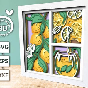 Citroenenboom met limonadepanelen - 3D Shadow Box gelaagde SVG DXF EPS (bestanden snijden) afbeelding 2