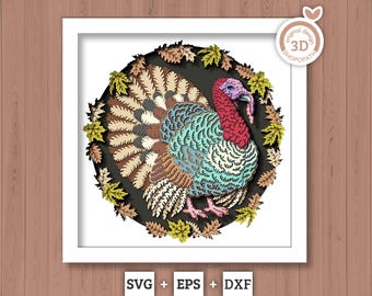 3D SVG Turkey Shadow Box, 3D SVG Thanksgiving, Thanksgiving 3D Shadow Box, Fall 3D SVG, Autumn 3d Svg, Shopopath 3D Svg, Cricut Silhouette