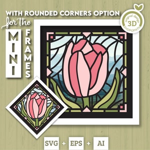 3D SVG-tulpen mini gebrandschilderd glas schaduwdoos, tulpen 3D-svg, 3D-bloemen svg, 3D SVG-gebrandschilderd glas, schaduwdoos svg, Cricut silhouet