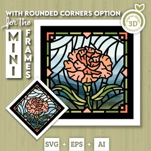 Mini vitrail oeillets SVG 3D, Svg 3D oeillets, fleurs 3D svg, vitrail SVG 3D, svg de la boîte de l'ombre, Silhouette Cricut