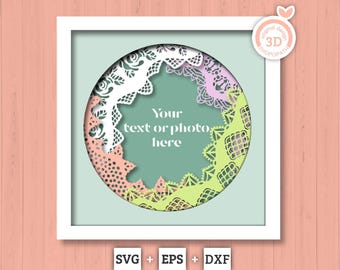 Photo Frame with Lace - 3D Shadow Box Layered SVG DXF EPS (Cutting Files)