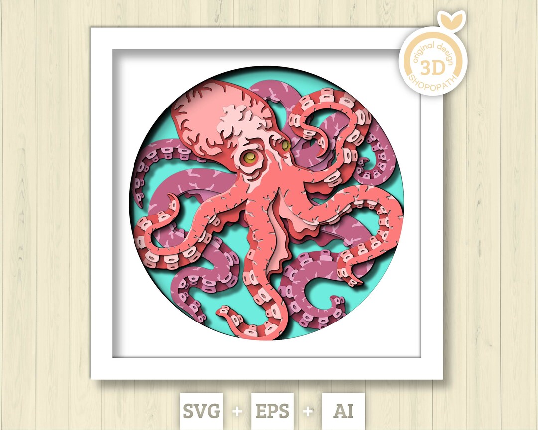 3D SVG Octopus Under The Sea Shadow Box, Octopus 3D Svg, Octopus Shadoe Box  3D Svg, Under The Sea 3D Svg, Zomer 3D Svg, Cricut Silhouette - Etsy België, image size:1080x864