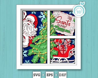 Santa Claus Letter for Christmas - 3D Shadow Box Layered SVG DXF EPS (Cutting Files)