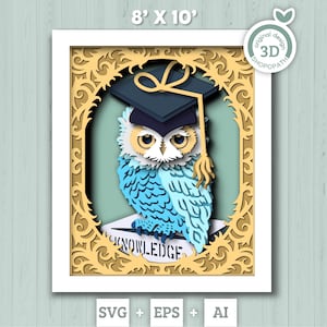 3D Graduation Shadow Box SVG, 3D Sommer SVG, 3D-Klasse von 2025 svg, 3D Eule svg, 3D-Abschlusskappe svg, 3D-Diplom SVG, Cricut Silhouette
