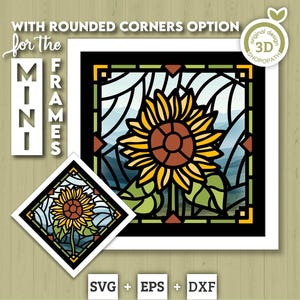 Sunflower Stained Glass Mini - 3D Shadow Box Layered SVG DXF EPS (Cutting Files)