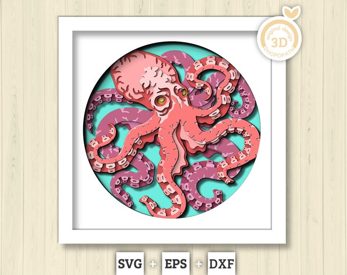 3D OCTOPUS SVG -ocean Shadow Box Svg -layered Cardstock Svg - for ...