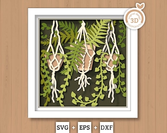 Boho Planters - 3D Shadow Box Layered SVG DXF EPS (Cutting Files)
