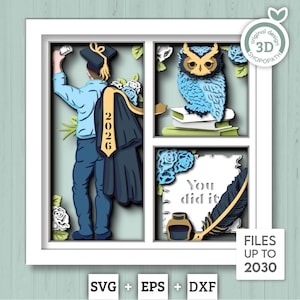 Graduation Boy Class of 2026 - 3D Shadow Box Layered SVG DXF EPS (Cutting Files)
