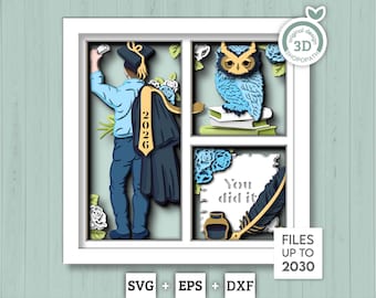 Graduation Boy Class of 2026 - 3D Shadow Box Layered SVG DXF EPS (Cutting Files)