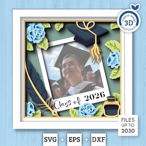 Photo Frame Graduation Class 2026 - 3D Shadow Box Layered SVG DXF EPS (Cutting Files)