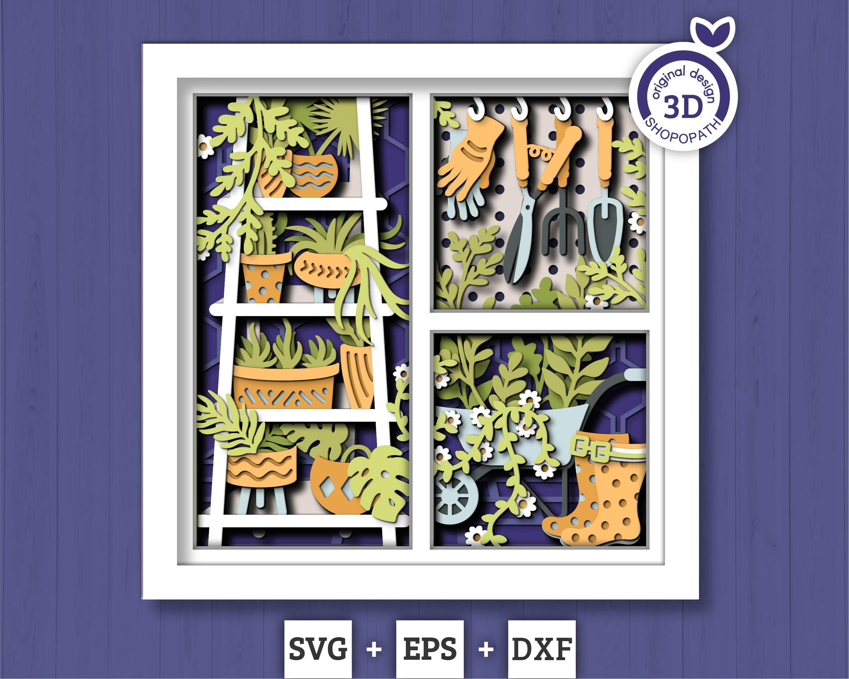 Gardening Panels - 3D Shadow Box Layered SVG DXF EPS (cutting
