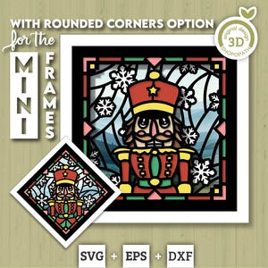 Nutcracker Christmas Stained Glass Mini - 3D Shadow Box Layered SVG DXF EPS (Cutting Files)