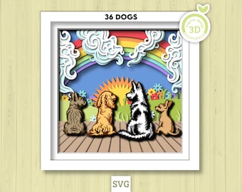 3D SVG Dog Custom Portrait Shadow Box SVG Pet Memorial Family Mothers Day Fathers Day Pet Portrait Personalized Layered 3D svg, Cricut
