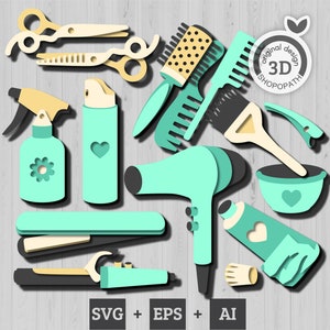 Coiffure en couches 3D EPS SVG, 3D couches beauté et soins Papercut svg mode coiffure Svg découpé au laser Cricut Glowforge Silhouette